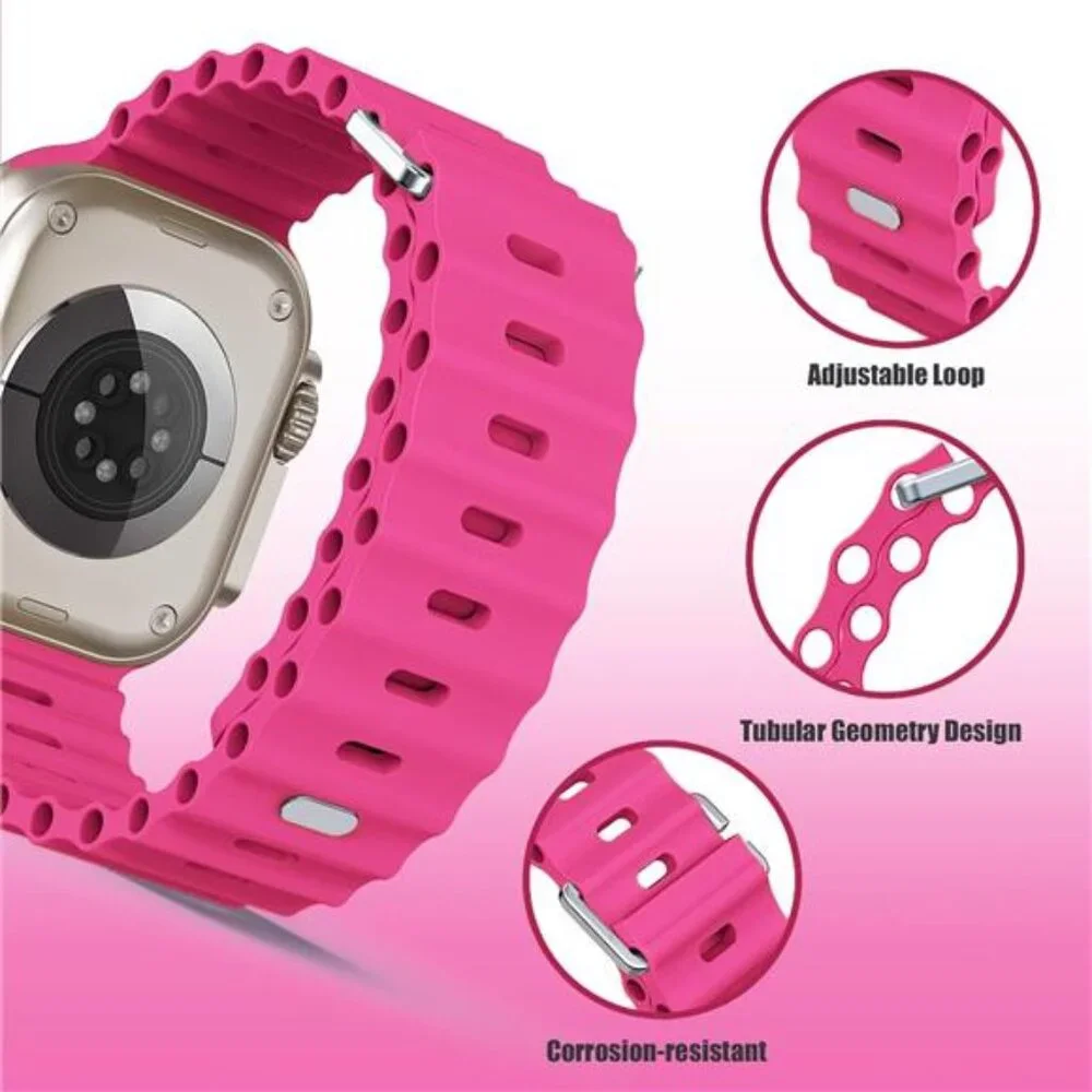Sport Soft Silicone Compatible with Apple Watch Ocean Band Wristband Ultra 9 8 7